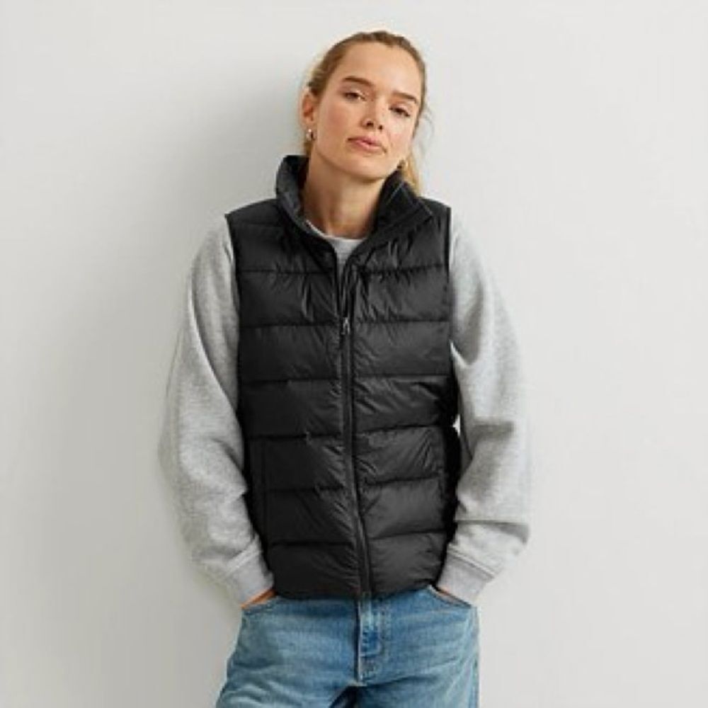 Eddie Bauer Women Black Puffer Down Vest Lightweight XL Winter Outdoor Casual